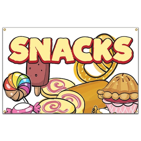 Snacks Banner Concession Stand Food Truck Single Sided